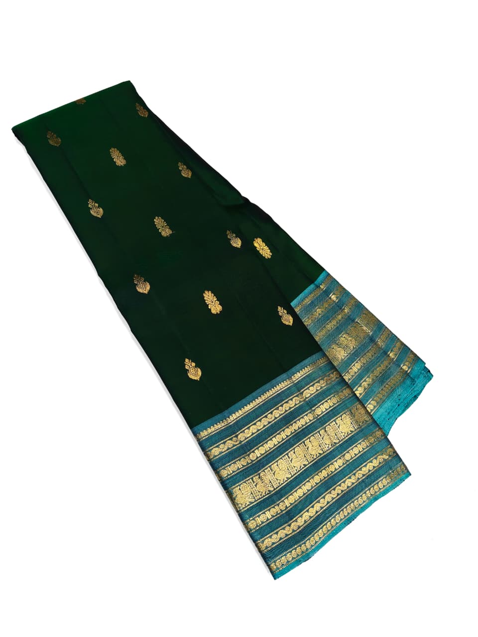 Dark Green Pure Kanchipuram Handloom Bridal Silk Sarees